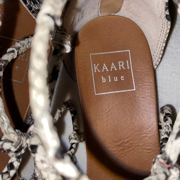 NWOT Kaari Blue Gladiator Sandals Snakeskin Tan Black Beige Size 8-1/2 - Picture 5 of 7